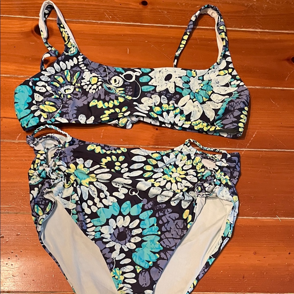 Aerie Blue and Green Floral Bikini